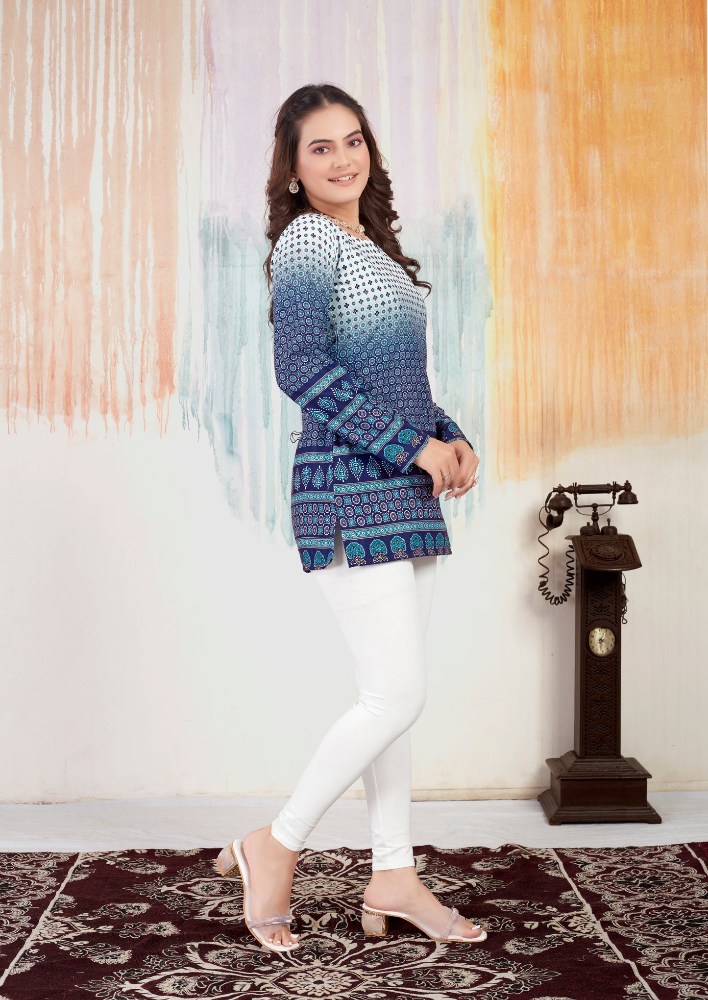 Cotton Printed Short Kurtas With Full Sleeves