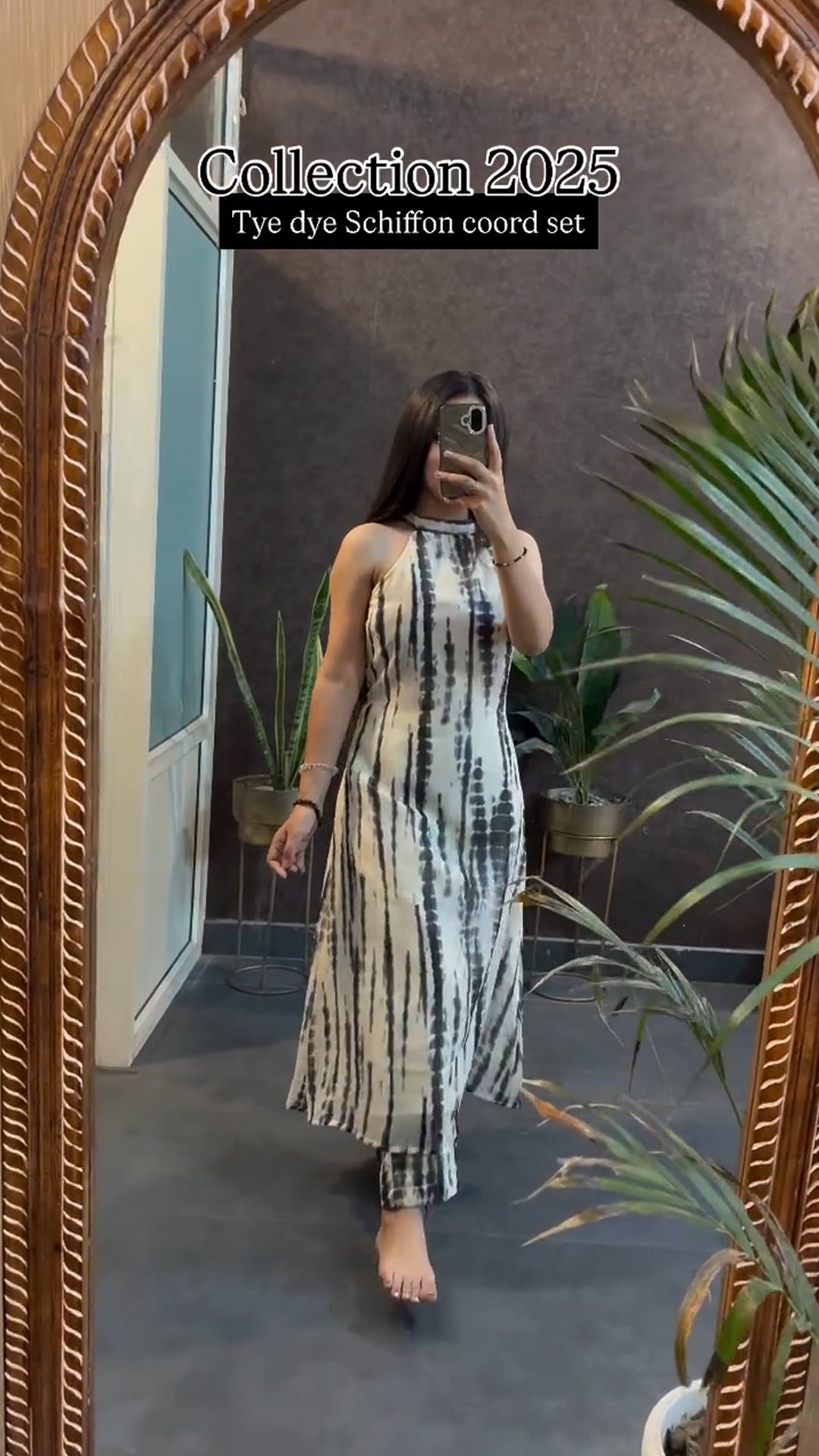 Elegant Storm Tie-Dye Chiffon Coord Set