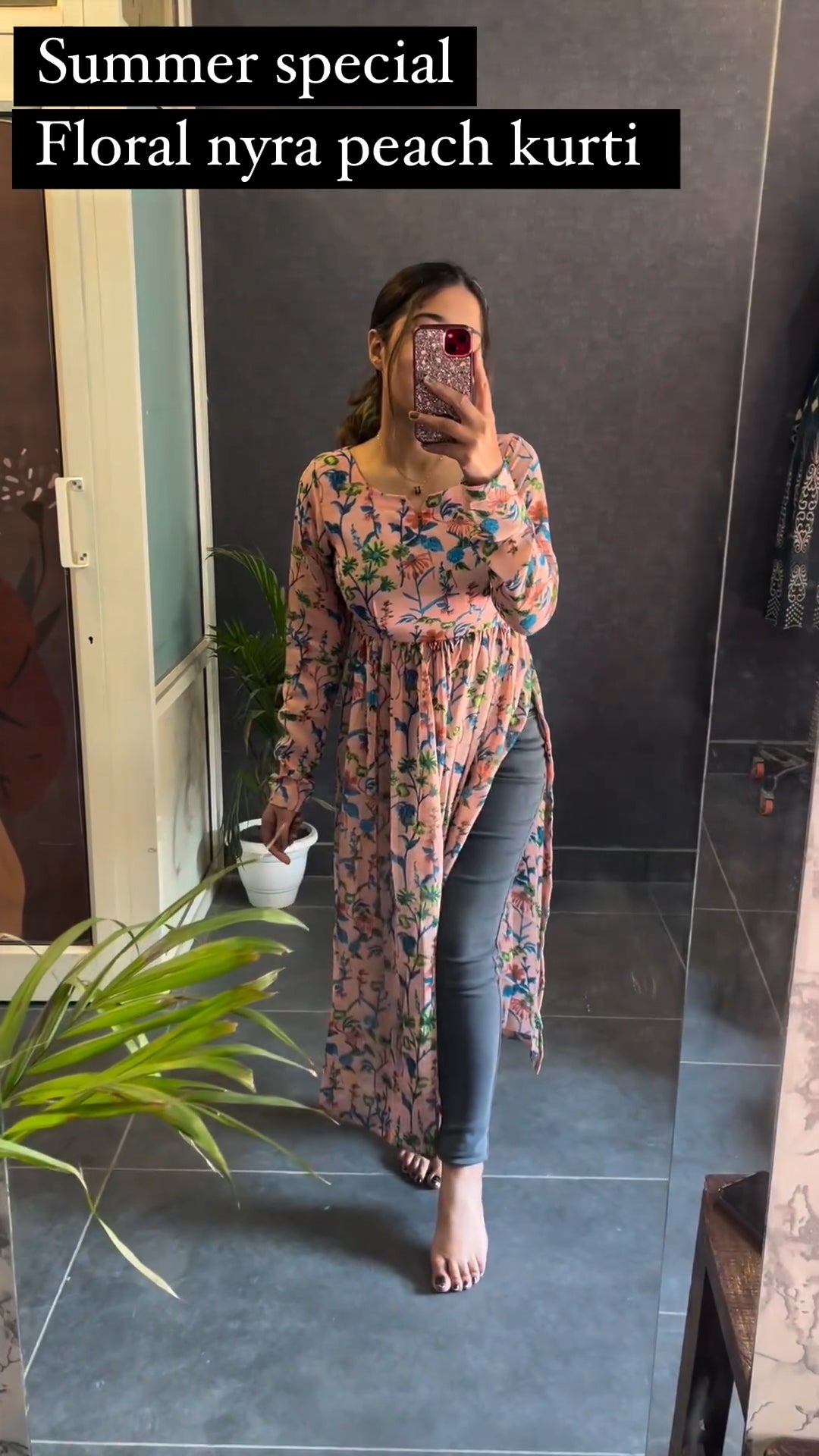 Presented Summer Special Floral Nyra Peach Kurti