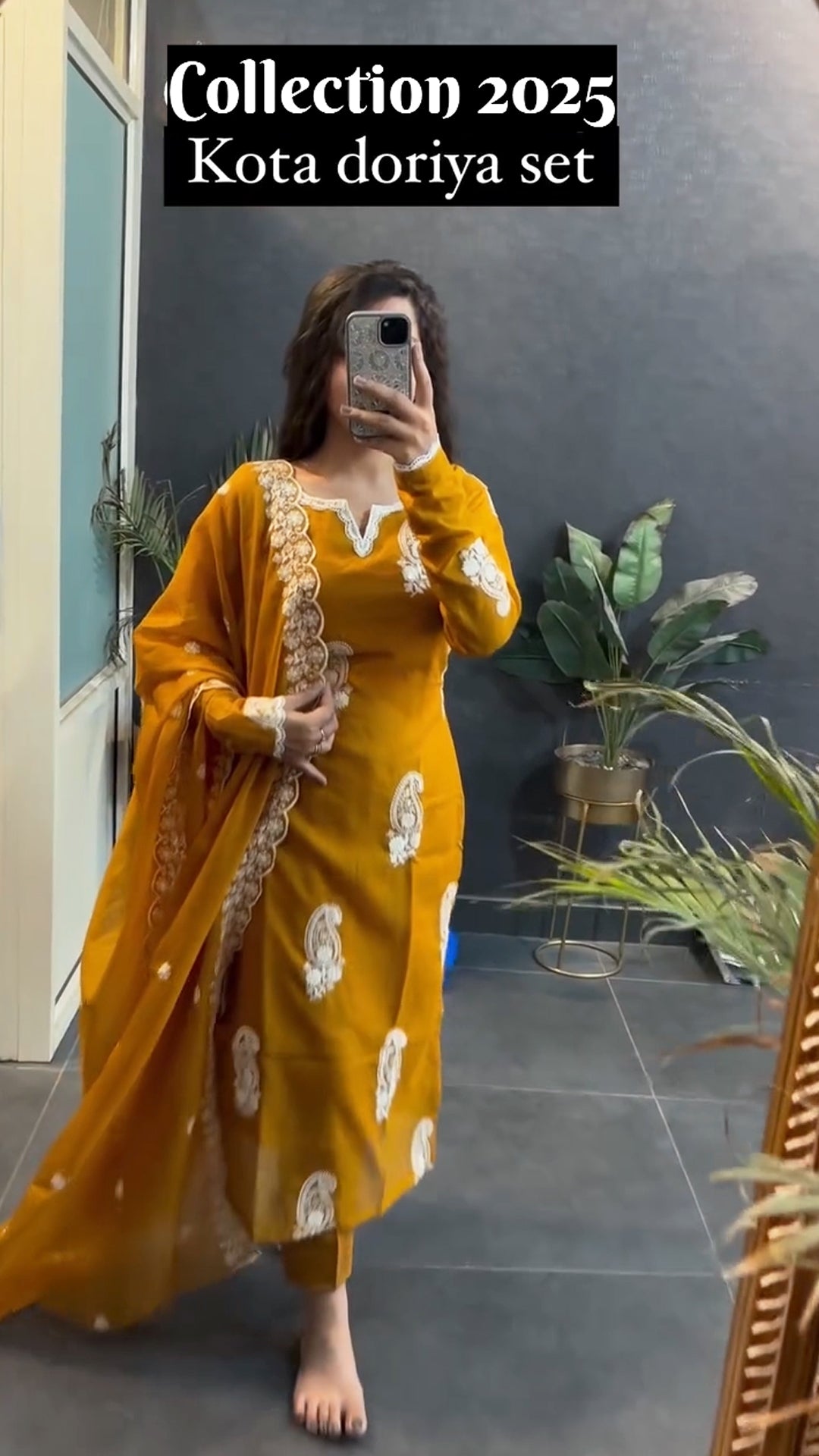 Kota Doriya Straight Full Sleeves Kurta and Pant Set with Dupatta