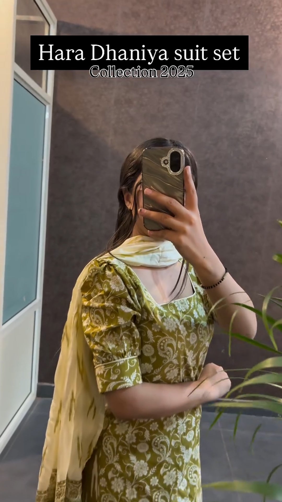 Fresh Green Floral Cotton Suit Set with Dupatta
