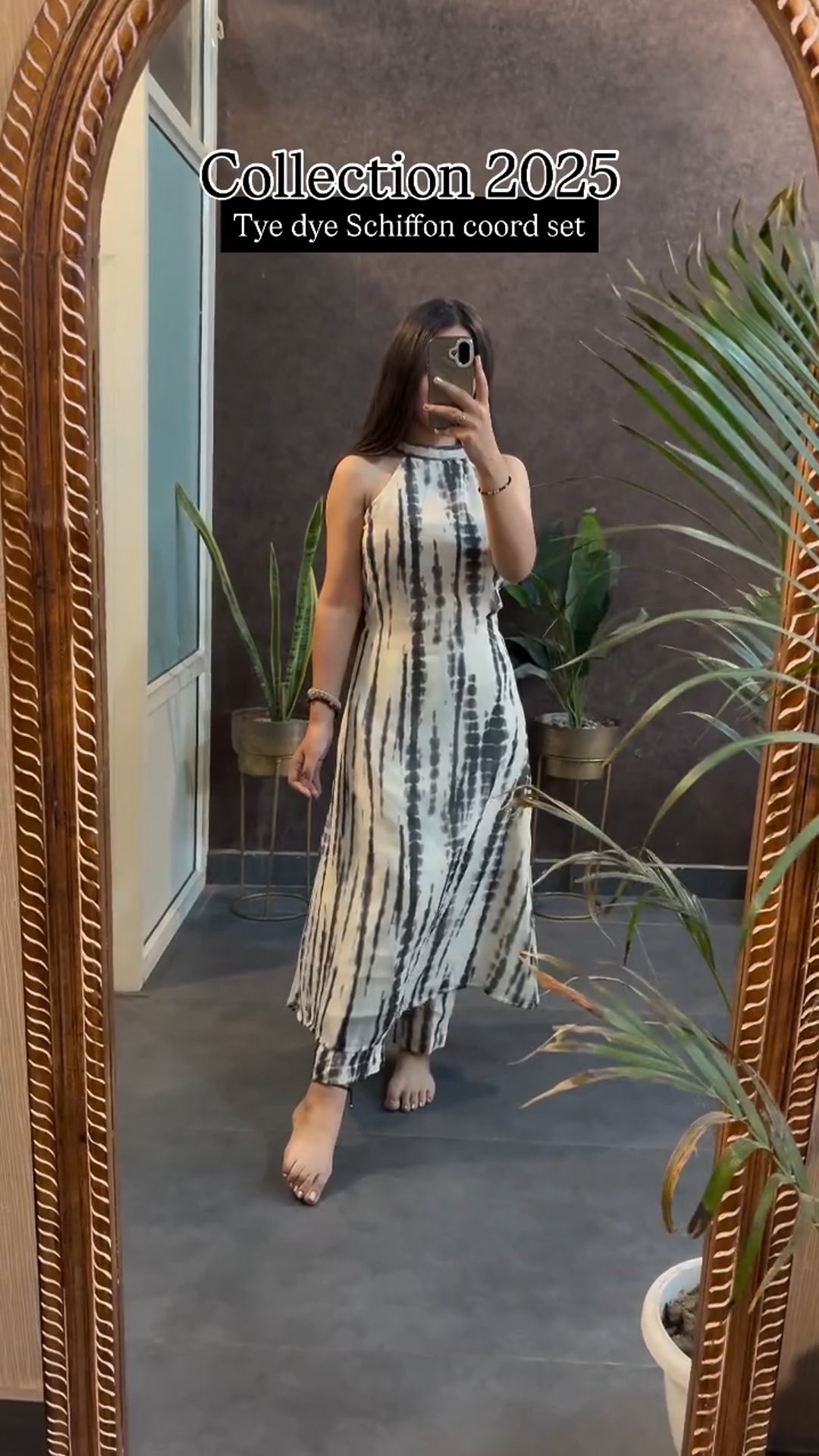 Elegant Storm Tie-Dye Chiffon Coord Set