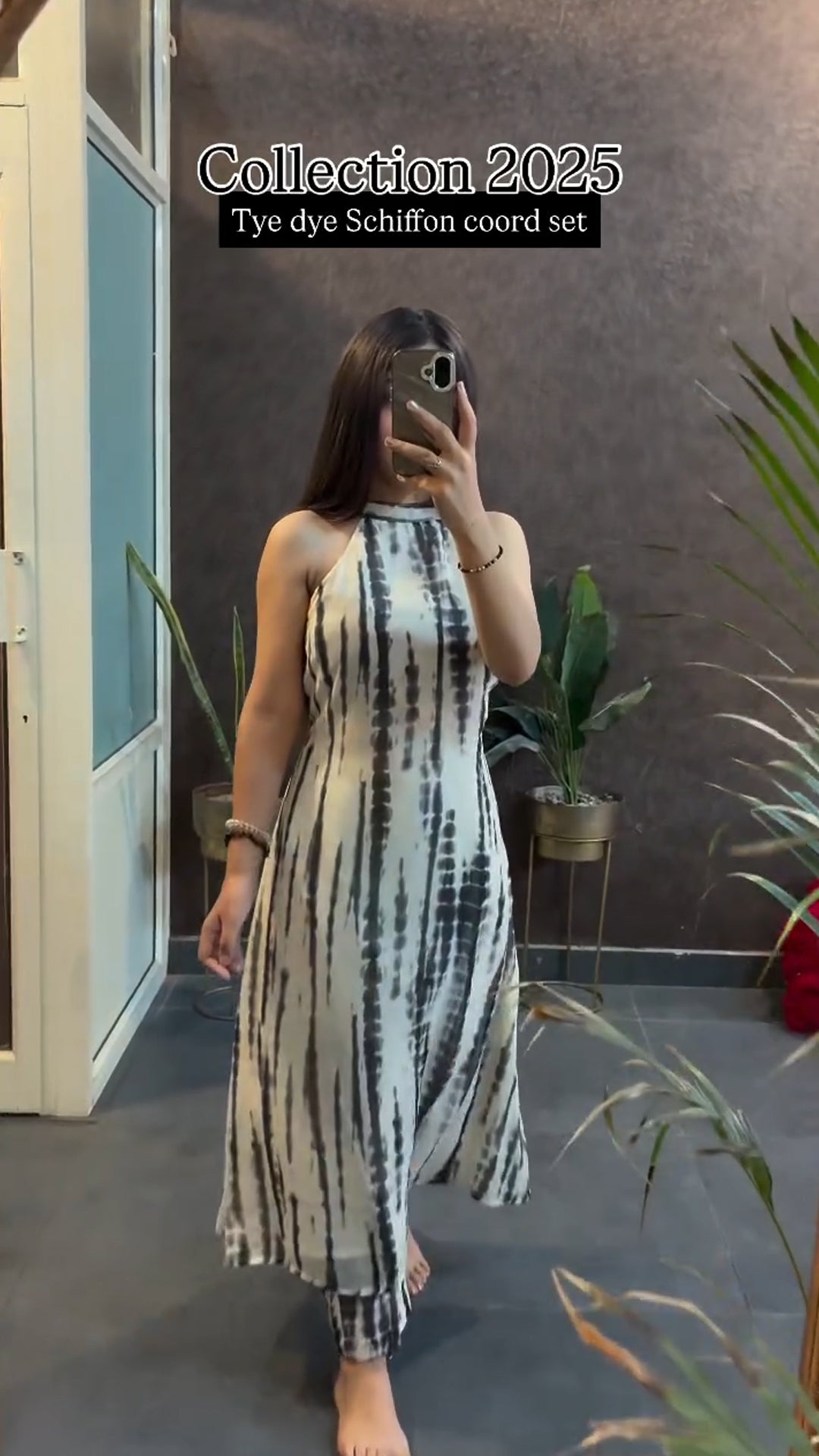 Elegant Storm Tie-Dye Chiffon Coord Set