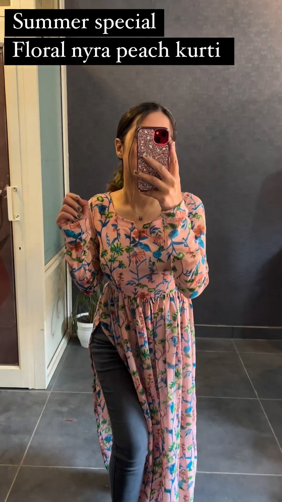 Presented Summer Special Floral Nyra Peach Kurti