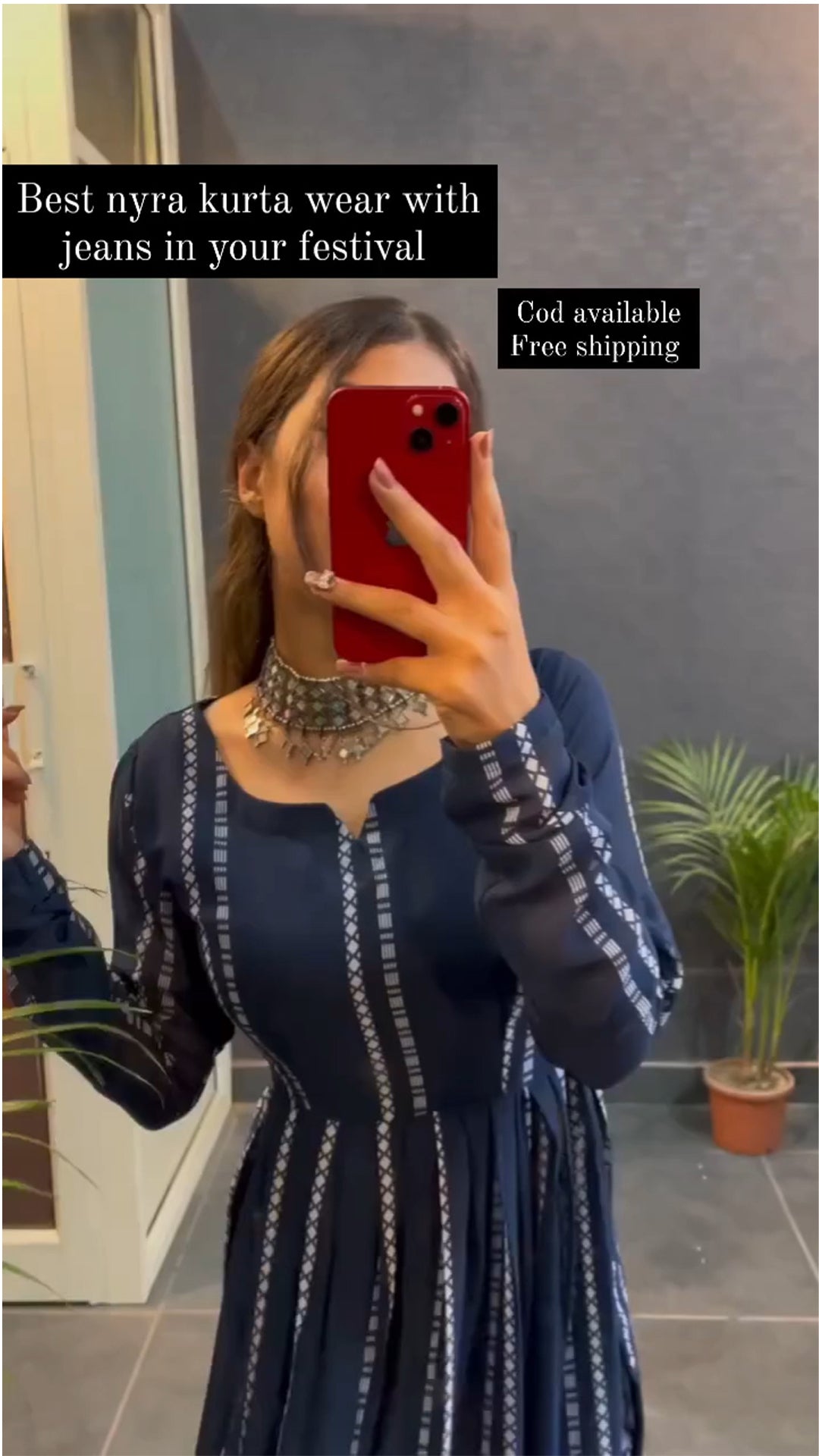 New Blue Schiffon Fabric Nyra Cut Kurta