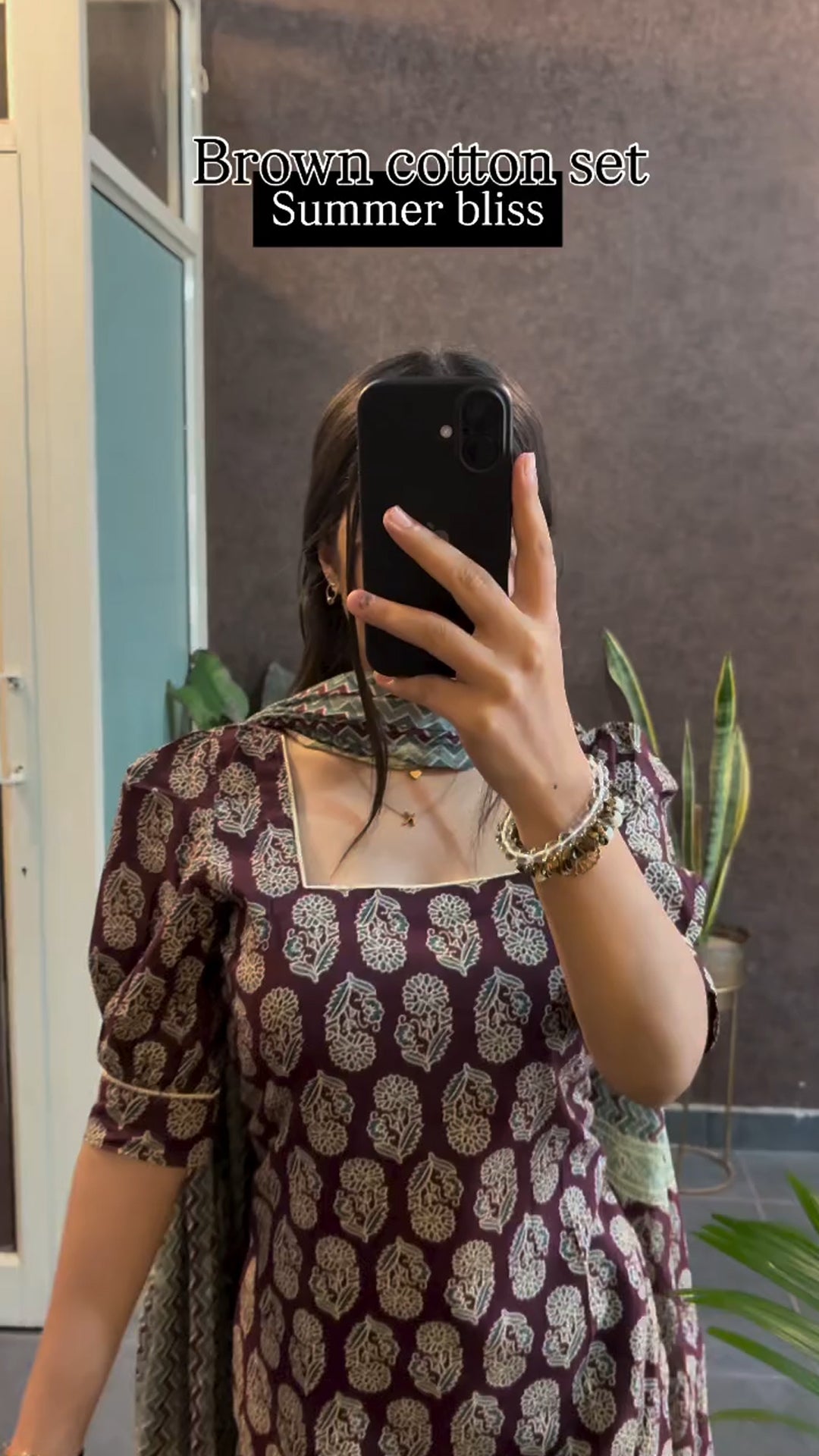 Brown cotton set summer friendly suits sets