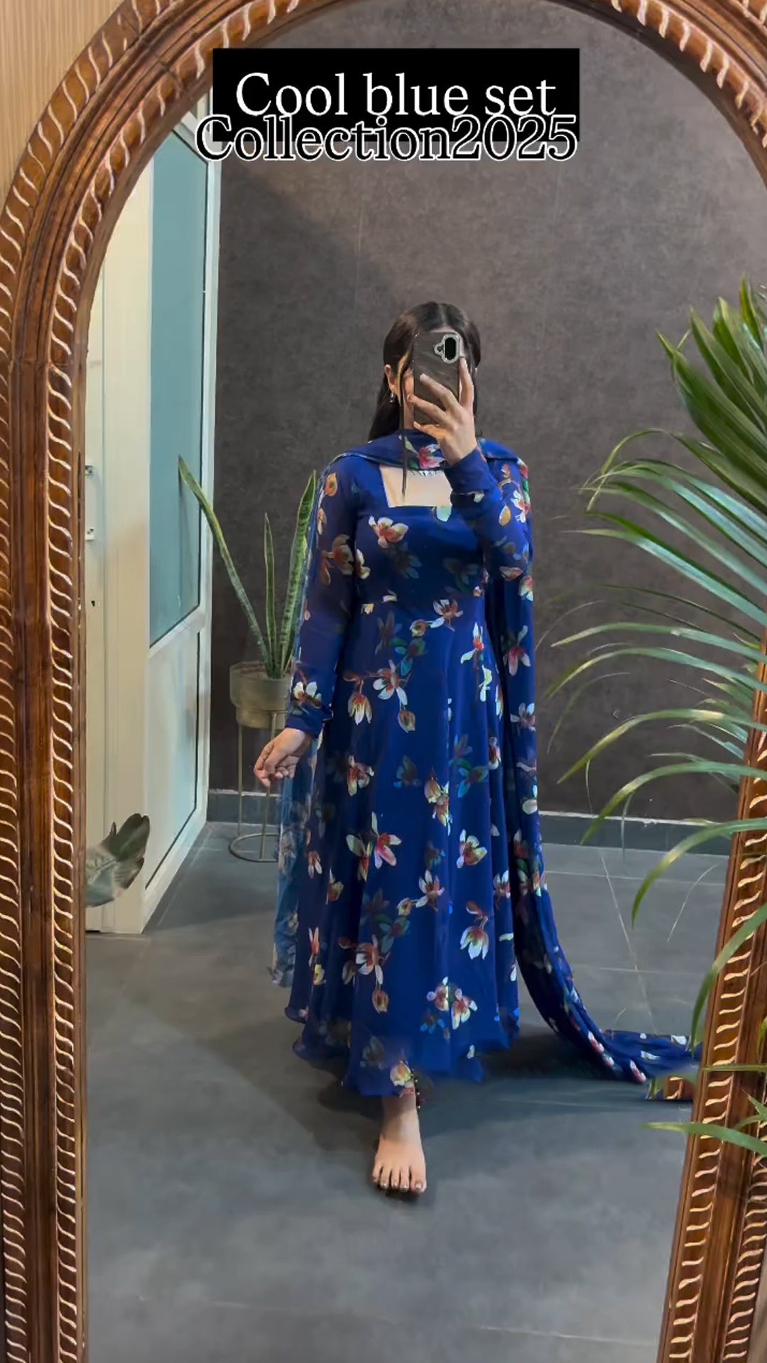 Summer friendly Floral Fantasy Royal Blue Ethnic Set