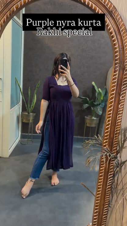Trendy Purple Front-Slit Nyra Kurta Festive Must-Have