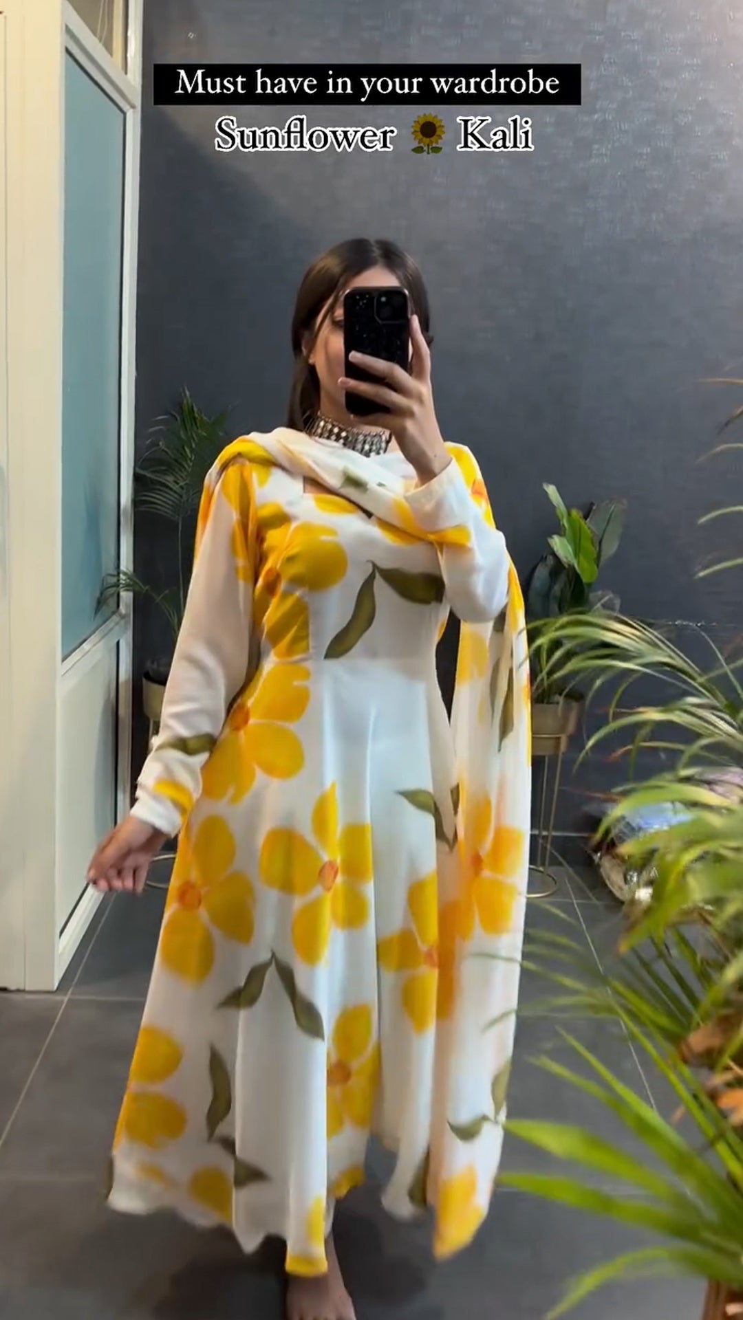 Printed Sunflower Kali set Kurtas With Dupatta