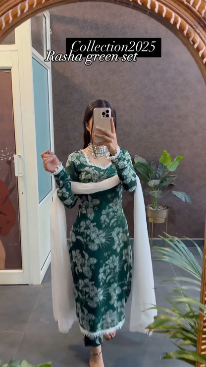 Trendy Green Rasha Set summer friendly suits sets