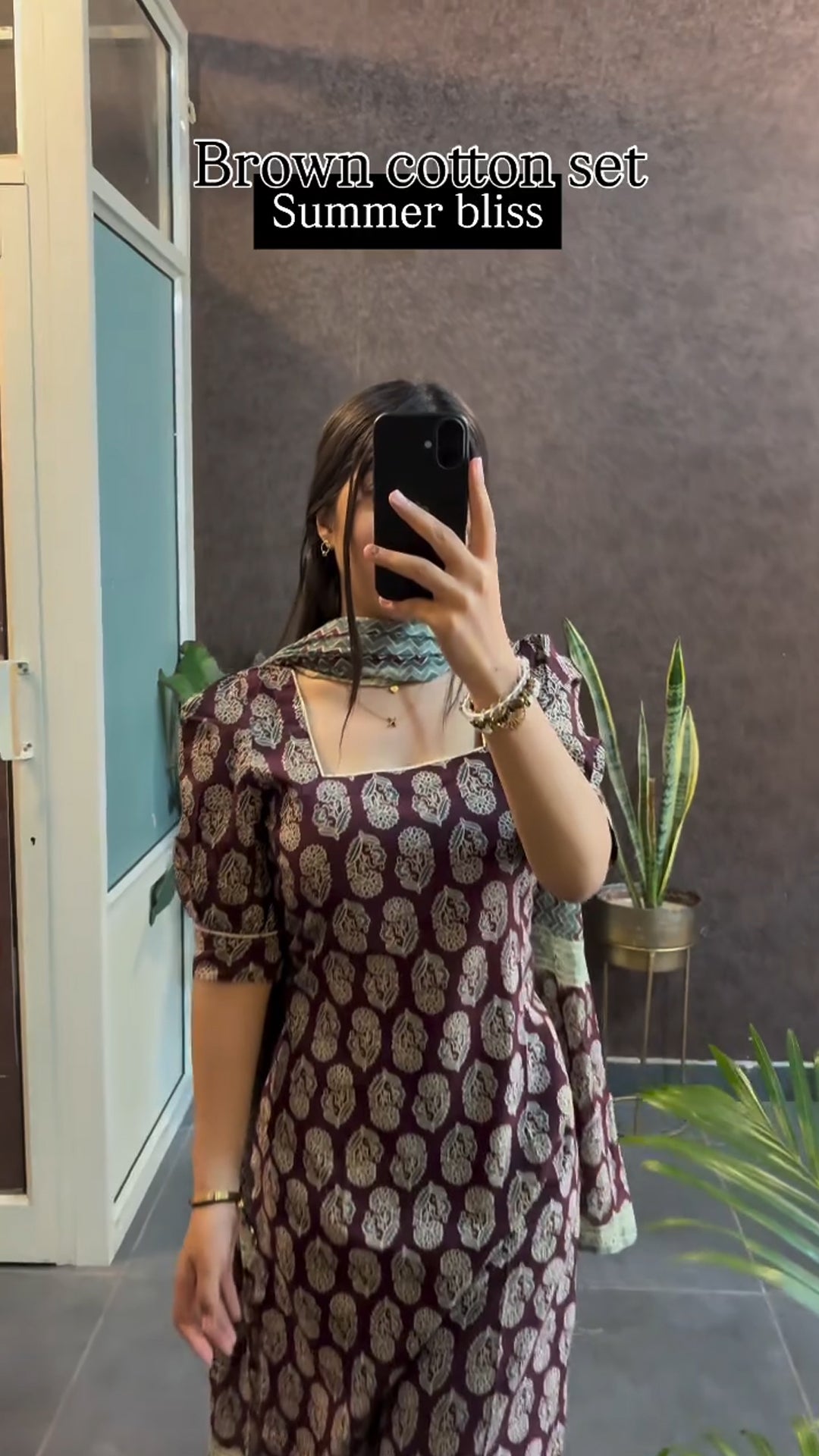 Brown cotton set summer friendly suits sets