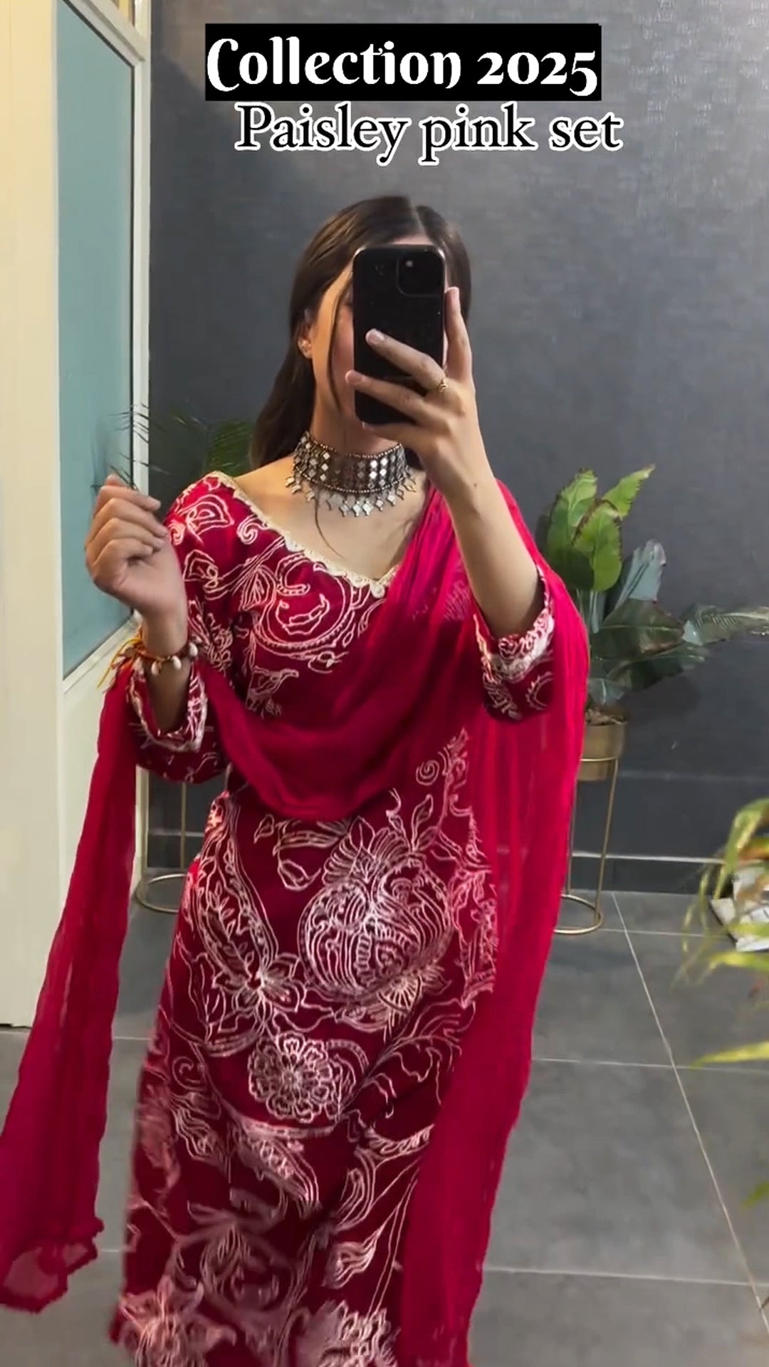 Pink Cotton Paisley Straight Full Sleeves Kurta and Pant Set with Dupatta