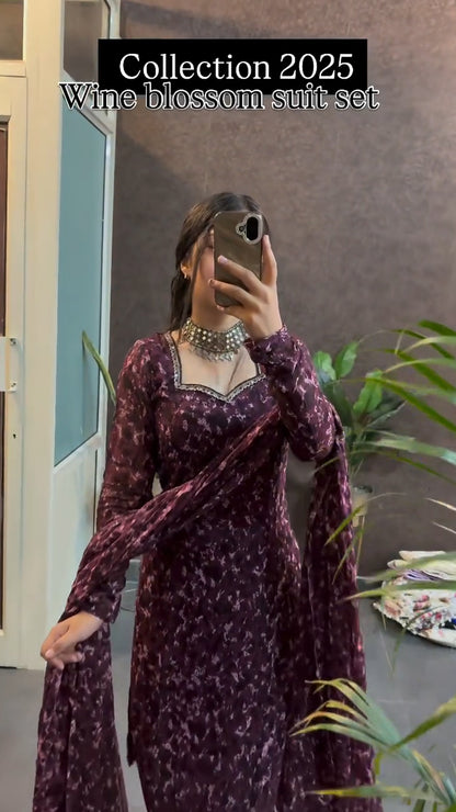 Wine blossom Festive suit set