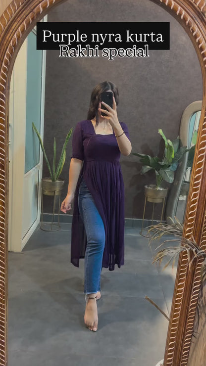 Trendy Purple Front-Slit Nyra Kurta Festive Must-Have